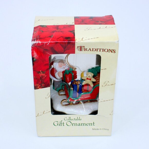 Traditions Collectable Gift Ornament Christmas Santa Claus With a Sleigh - Picture 1 of 3